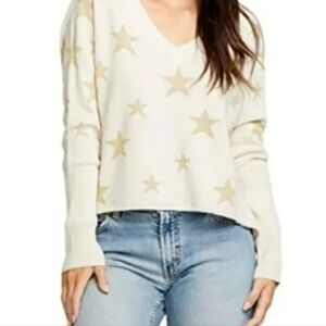 Chaser v-neck crop star sweater